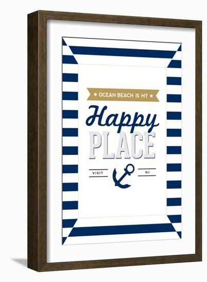 Ocean Beach, New Jersey - Ocean Beach Is My Happy Place (#3)-Lantern Press-Framed Art Print