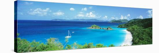 Ocean, Beach, Water, Trunk Bay, St. John, Virgin Islands, West Indies-null-Stretched Canvas