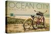 Ocean City, Maryland - Bicycles and Beach Scene-Lantern Press-Stretched Canvas