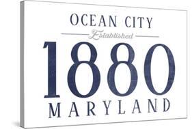 Ocean City, Maryland - Established Date (Blue)-Lantern Press-Stretched Canvas
