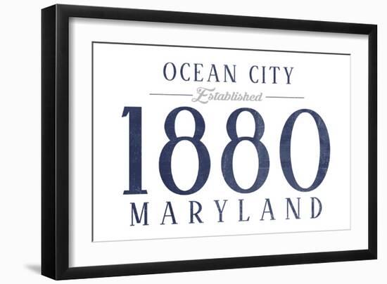 Ocean City, Maryland - Established Date (Blue)-Lantern Press-Framed Art Print