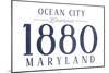 Ocean City, Maryland - Established Date (Blue)-Lantern Press-Mounted Art Print