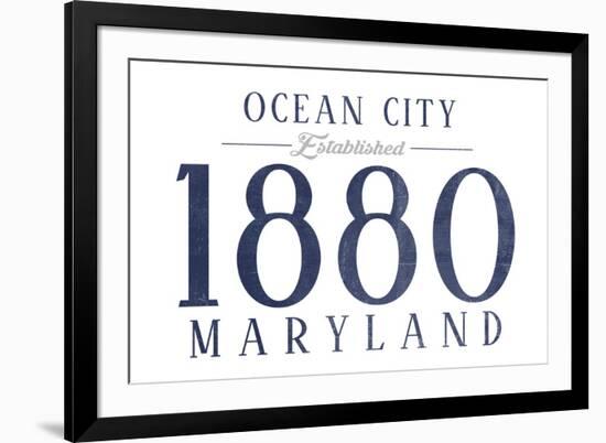 Ocean City, Maryland - Established Date (Blue)-Lantern Press-Framed Art Print