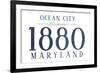 Ocean City, Maryland - Established Date (Blue)-Lantern Press-Framed Art Print