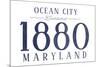 Ocean City, Maryland - Established Date (Blue)-Lantern Press-Mounted Art Print