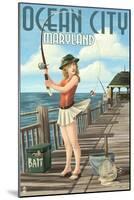 Ocean City, Maryland - Fishing Pinup Girl-Lantern Press-Mounted Art Print