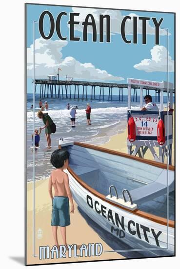 Ocean City, Maryland - Lifeguard Stand-Lantern Press-Mounted Art Print