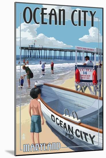 Ocean City, Maryland - Lifeguard Stand-Lantern Press-Mounted Art Print
