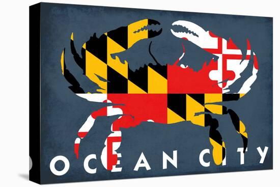 Ocean City, Maryland - Maryland Flag Crab-Lantern Press-Stretched Canvas
