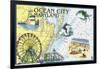 Ocean City, Maryland - Nautical Chart-Lantern Press-Framed Art Print
