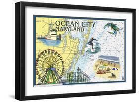 Ocean City, Maryland - Nautical Chart-Lantern Press-Framed Art Print