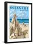 Ocean City, Maryland - Sand Castle-Lantern Press-Framed Art Print