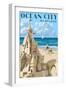 Ocean City, Maryland - Sand Castle-Lantern Press-Framed Art Print