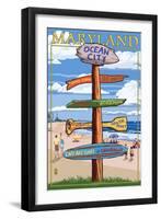 Ocean City, Maryland - Sign Destinations-Lantern Press-Framed Art Print