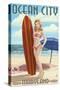 Ocean City, Maryland - Surfer Pinup Girl-Lantern Press-Stretched Canvas