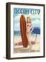 Ocean City, Maryland - Surfer Pinup Girl-Lantern Press-Framed Art Print