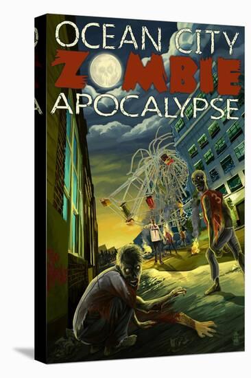 Ocean City, Maryland - Zombie Apocalypse-Lantern Press-Stretched Canvas