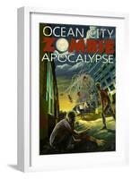 Ocean City, Maryland - Zombie Apocalypse-Lantern Press-Framed Art Print