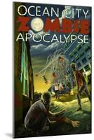 Ocean City, Maryland - Zombie Apocalypse-Lantern Press-Mounted Art Print
