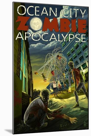 Ocean City, Maryland - Zombie Apocalypse-Lantern Press-Mounted Art Print