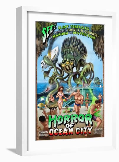 Ocean City, New Jersey - Alien Attack-Lantern Press-Framed Art Print