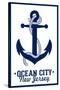 Ocean City, New Jersey - Blue and White Anchor-Lantern Press-Stretched Canvas