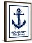 Ocean City, New Jersey - Blue and White Anchor-Lantern Press-Framed Art Print