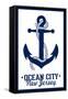 Ocean City, New Jersey - Blue and White Anchor-Lantern Press-Framed Stretched Canvas