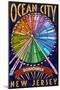 Ocean City, New Jersey - Boardwalk Ferris Wheel-Lantern Press-Mounted Art Print