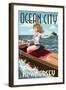 Ocean City, New Jersey - Boating Pinup Girl-Lantern Press-Framed Art Print