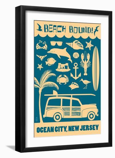 Ocean City, New Jersey - Coastal Icons-Lantern Press-Framed Art Print