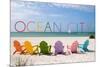 Ocean City, New Jersey - Colorful Beach Chairs-Lantern Press-Mounted Art Print