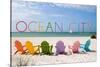 Ocean City, New Jersey - Colorful Beach Chairs-Lantern Press-Stretched Canvas