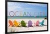 Ocean City, New Jersey - Colorful Beach Chairs-Lantern Press-Framed Art Print