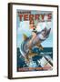 Ocean City, New Jersey - Deep Sea Fishing Pinup Girl-Lantern Press-Framed Art Print