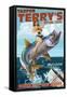 Ocean City, New Jersey - Deep Sea Fishing Pinup Girl-Lantern Press-Framed Stretched Canvas