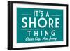 Ocean City, New Jersey - Its a Shore Thing - Simply Said - Teal - Lantern Press Artwork-Lantern Press-Framed Art Print