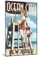 Ocean City, New Jersey - Lifeguard Pinup Girl-Lantern Press-Mounted Art Print