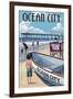 Ocean City, New Jersey - Lifeguard Stand-Lantern Press-Framed Art Print