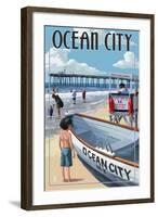 Ocean City, New Jersey - Lifeguard Stand-Lantern Press-Framed Art Print