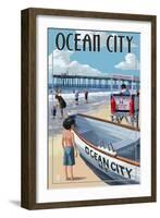 Ocean City, New Jersey - Lifeguard Stand-Lantern Press-Framed Art Print