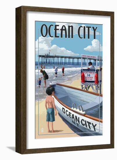 Ocean City, New Jersey - Lifeguard Stand-Lantern Press-Framed Art Print