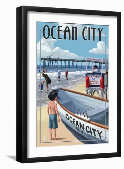 Ocean City, New Jersey - Lifeguard Stand-Lantern Press-Framed Art Print