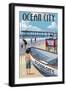 Ocean City, New Jersey - Lifeguard Stand-Lantern Press-Framed Art Print