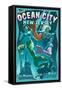 Ocean City, New Jersey - Mermaids Vintage Sign-Lantern Press-Framed Stretched Canvas