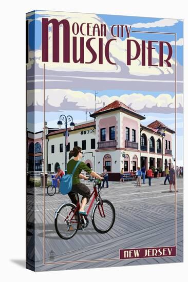 Ocean City, New Jersey - Music Pier-Lantern Press-Stretched Canvas