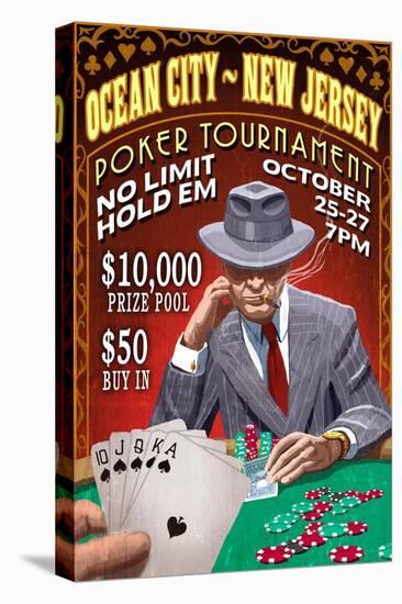 Ocean City, New Jersey - Poker Tournament Vintage Sign-Lantern Press-Stretched Canvas