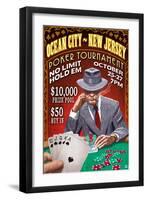 Ocean City, New Jersey - Poker Tournament Vintage Sign-Lantern Press-Framed Art Print