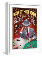 Ocean City, New Jersey - Poker Tournament Vintage Sign-Lantern Press-Framed Art Print