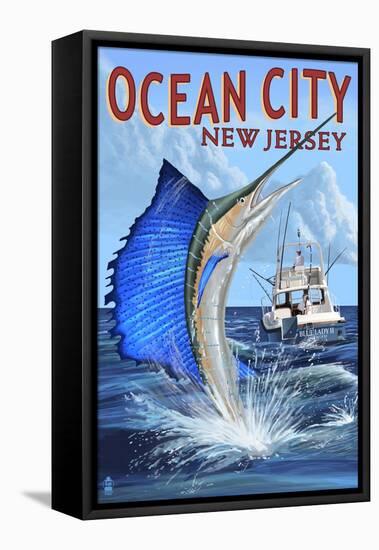 Ocean City, New Jersey - Sailfish Deep Sea Fishing-Lantern Press-Framed Stretched Canvas